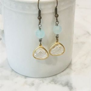 Crystal and Gold Teardrop Earrings
